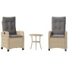 Ensemble de bistro 3 pcs coussins mélange beige résine tressée 556625556625