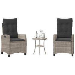 Ensemble de bistro 3 pcs et coussins gris clair résine tressée 556626556626