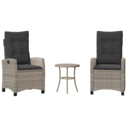 Ensemble de bistro 3 pcs et coussins gris clair résine tressée 556626556626