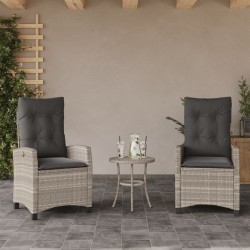 Ensemble de bistro 3 pcs et coussins gris clair résine tressée 556626556626