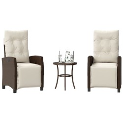 Ensemble de bistro 3 pcs avec coussins marron résine tressée 556627556627