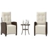 Ensemble de bistro 3 pcs avec coussins marron résine tressée 556627556627