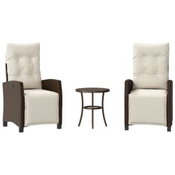 Ensemble de bistro 3 pcs avec coussins marron résine tressée 556627556627