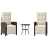 Ensemble de bistro 3 pcs avec coussins marron résine tressée 556627556627