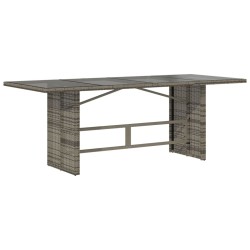 Table de jardin dessus en verre gris 190x80x74cm résine tressée 556629556629