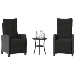 Ensemble de bistro 3 pcs avec coussins noir résine tressée 556630556630