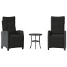 Ensemble de bistro 3 pcs avec coussins noir résine tressée 556630556630