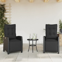 Ensemble de bistro 3 pcs avec coussins noir résine tressée 556630556630