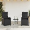 Ensemble de bistro 3 pcs avec coussins noir résine tressée 556630556630