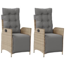 Chaises inclinables de jardin lot de 2 avec repose-pied rotin 556632556632