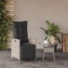 Chaise inclinable de jardin avec repose-pied gris clair rotin 556633556633
