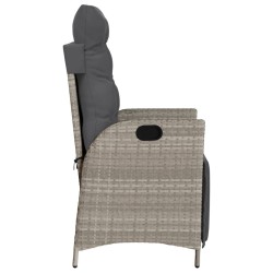 Chaise inclinable de jardin avec repose-pied gris clair rotin 556633556633