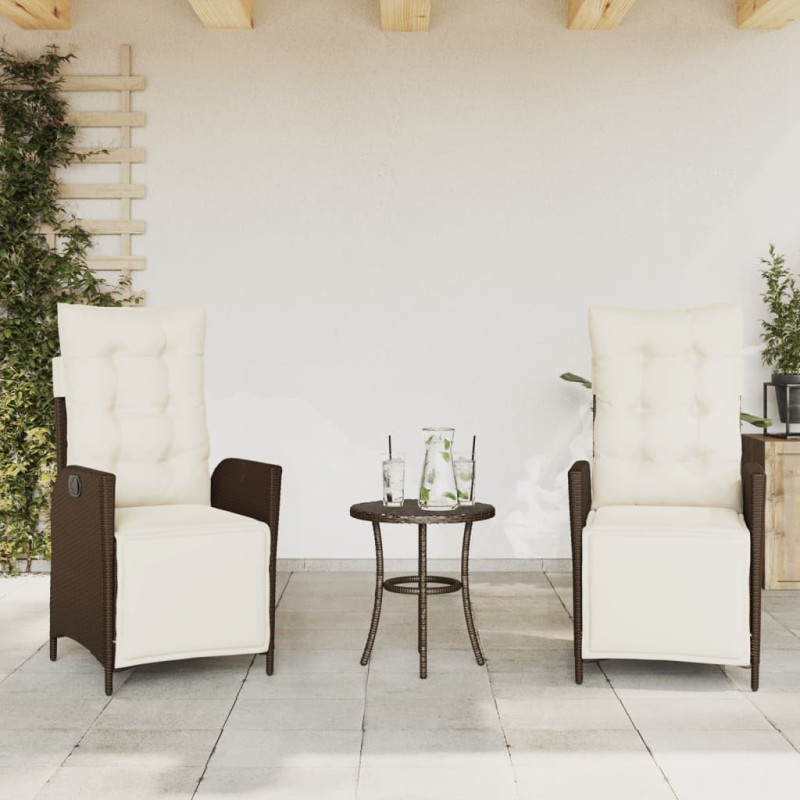 Chaises inclinables de jardin lot de 2 avec repose-pied rotin 556636556636
