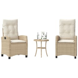 Ensemble de bistro 3 pcs avec coussins beige résine tressée 556641556641