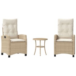 Ensemble de bistro 3 pcs avec coussins beige résine tressée 556641556641