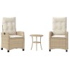 Ensemble de bistro 3 pcs avec coussins beige résine tressée 556641556641