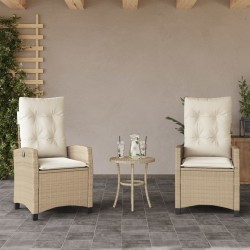Ensemble de bistro 3 pcs avec coussins beige résine tressée 556641556641