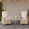 Ensemble de bistro 3 pcs avec coussins beige résine tressée 556641556641