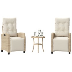 Ensemble de bistro 3 pcs avec coussins beige résine tressée 556643556643