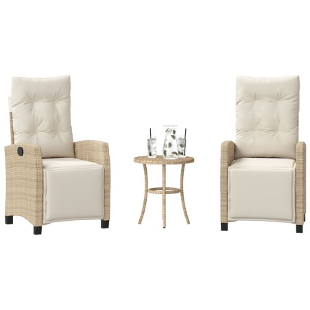 Ensemble de bistro 3 pcs avec coussins beige résine tressée 556643556643