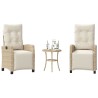 Ensemble de bistro 3 pcs avec coussins beige résine tressée 556643556643