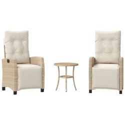 Ensemble de bistro 3 pcs avec coussins beige résine tressée 556643556643