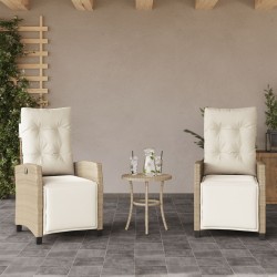 Ensemble de bistro 3 pcs avec coussins beige résine tressée 556643556643