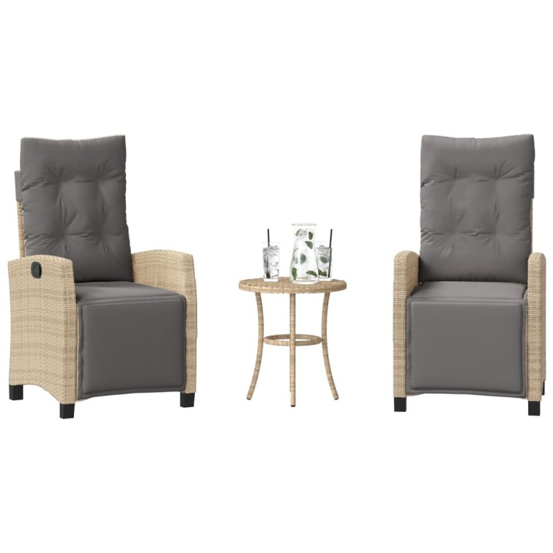 Ensemble de bistro 3 pcs coussins mélange beige résine tressée 556645556645