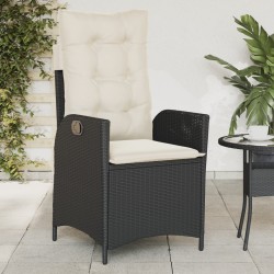 Chaises inclinables de jardin lot de 2 et coussins noir rotin 556646556646