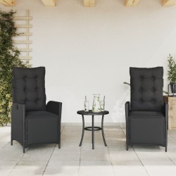 Ensemble de bistro 3 pcs avec coussins noir résine tressée 556648556648