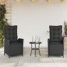 Ensemble de bistro 3 pcs avec coussins noir résine tressée 556648556648