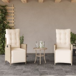 Ensemble de bistro 3 pcs avec coussins beige résine tressée 556652556652