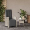 Chaise inclinable de jardin avec repose-pied gris clair rotin 556657556657