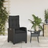 Chaise inclinable de jardin avec coussins noir résine tressée 556661556661