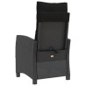 Chaise inclinable de jardin avec coussins noir résine tressée 556661556661