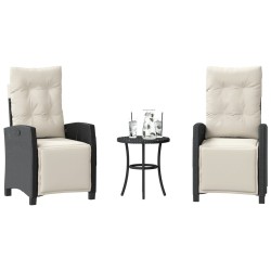 Ensemble de bistro 3 pcs avec coussins noir résine tressée 556662556662