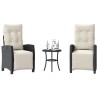 Ensemble de bistro 3 pcs avec coussins noir résine tressée 556662556662
