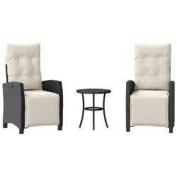 Ensemble de bistro 3 pcs avec coussins noir résine tressée 556662556662