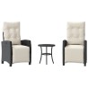 Ensemble de bistro 3 pcs avec coussins noir résine tressée 556662556662