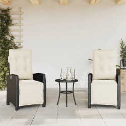 Ensemble de bistro 3 pcs avec coussins noir résine tressée 556662556662