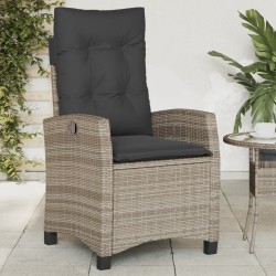 Chaise inclinable de jardin avec coussins gris résine tressée 556663556663