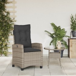 Chaise inclinable de jardin avec coussins gris résine tressée 556663556663