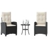 Ensemble de bistro 3 pcs avec coussins noir résine tressée 556664556664