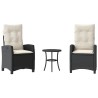 Ensemble de bistro 3 pcs avec coussins noir résine tressée 556664556664