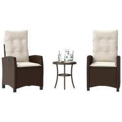 Ensemble de bistro 3 pcs avec coussins marron résine tressée 556665556665