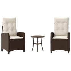 Ensemble de bistro 3 pcs avec coussins marron résine tressée 556665556665