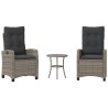 Ensemble de bistro 3 pcs avec coussins gris résine tressée 556666556666