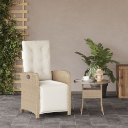 Chaise inclinable de jardin et repose-pied beige résine tressée 556669556669