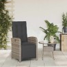 Chaise inclinable de jardin et repose-pied gris résine tressée 556670556670