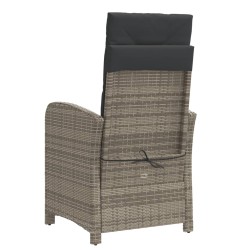 Chaise inclinable de jardin et repose-pied gris résine tressée 556670556670